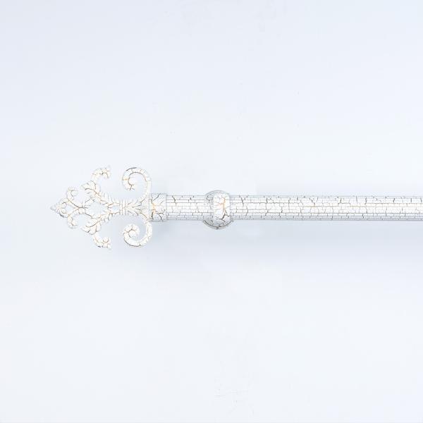 25mm Roman Head Curtain Rod Kits Two Bracket White Crack