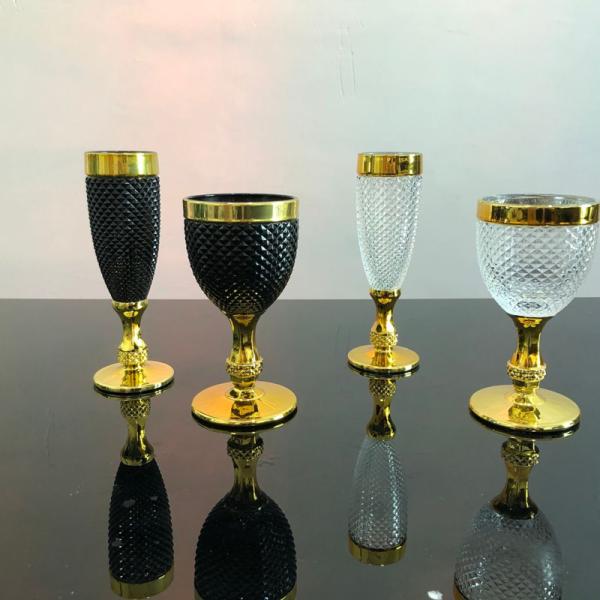 Горячая продажа элегантный бриллиантовый дизайн толстые белые бокалы для свадебного мероприятия