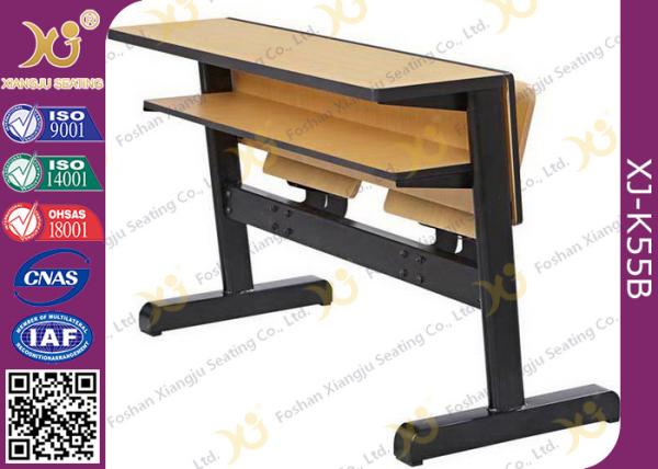 Oval Steel Tube Folding College Classroom Furniture / Wood Classroom Table