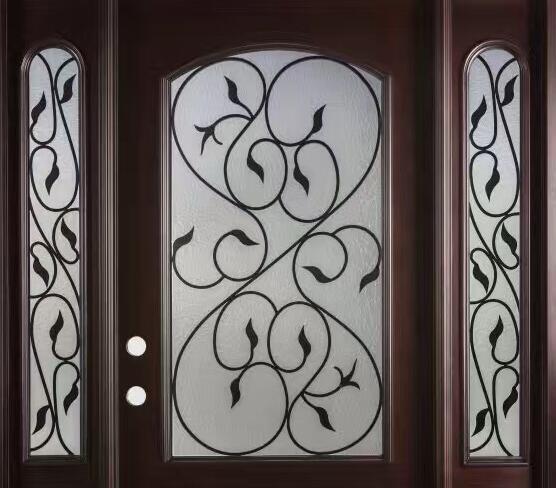 wrought iron glass with 10*10 steel  bar and flemish tempred glass,1