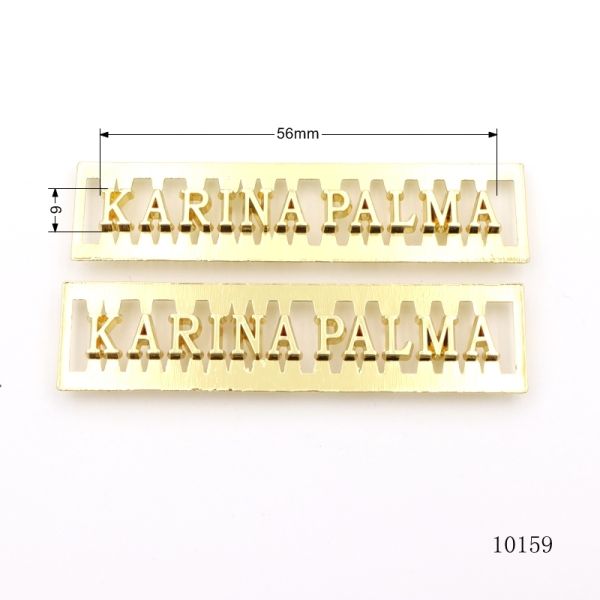 Custom Cutout Letter Metal Logo Tag | Gold Plated Hollow Alphabet Label for Leather Bags