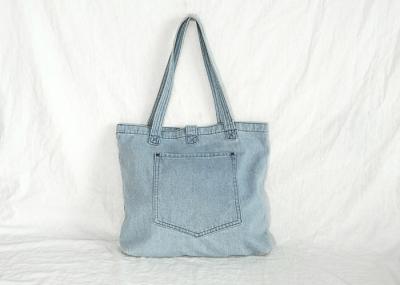 A sacola azul leve do algodão de Jean, dobro segura o totalizador da lona do algodão com bolso interno