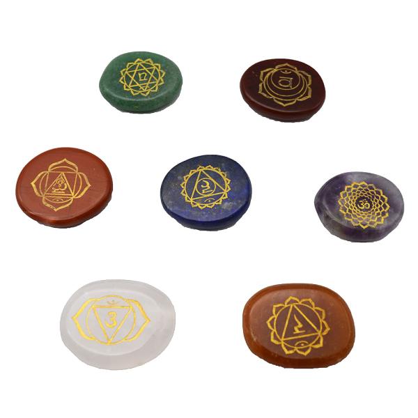 7 Chakra Stones Healing Crystal Palm Pocket Stone Reiki Balancing Pendant for Balance and Harmony