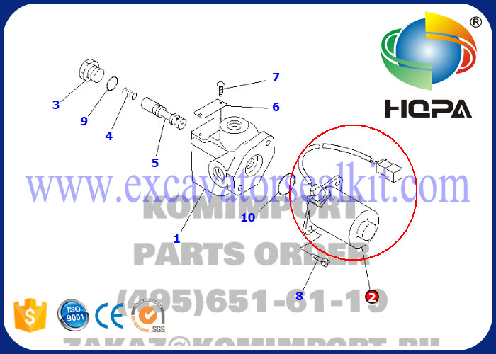 Тип двигателя дизеля клапанов соленоида 206-60-51132 экскаватора КОМАТСУ ПК200-6 роторный