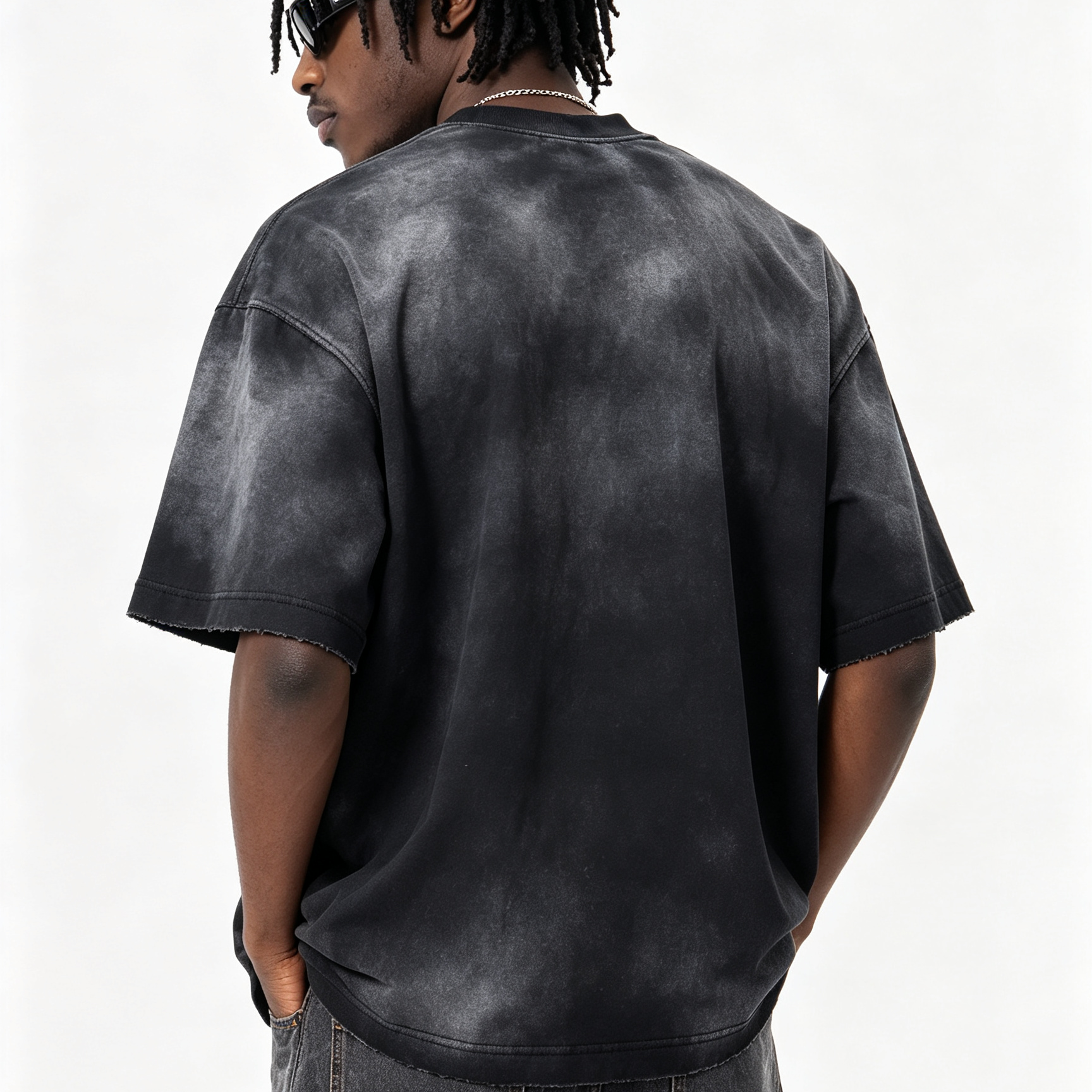 285G Cotton Cloud Spray Wash Oversized Vintage Pocket T-Shirt Wholesale
