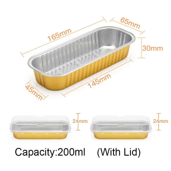 200ml Aluminum Foil Baking Cake Box for Cheese Dessert Bread Packaging Cup Disposable