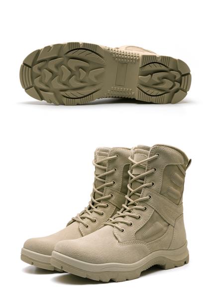 Cowhide Shock Resistant Desert Tactical Boots Anti Skid High Top Oxford Fabric