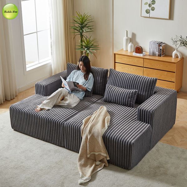 Removable 2 Seater Compressed Sofa Striped Velvet Fabric ODM