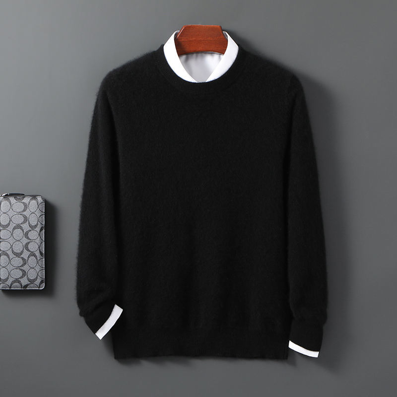 Men's 100% Wool Pullover Knit Sweater - Breathable 12 GG for Autumn Winter