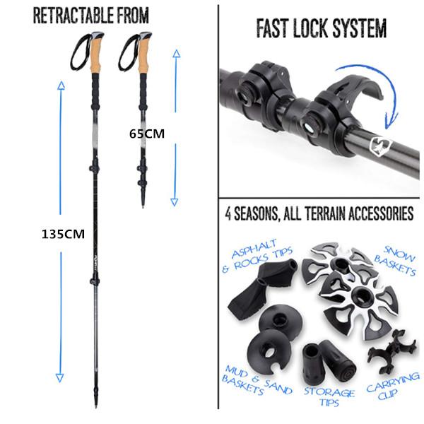 65 To 135cm Folding Walking Sticks For Hiking Outdoor Hiking Accessories Aluminum