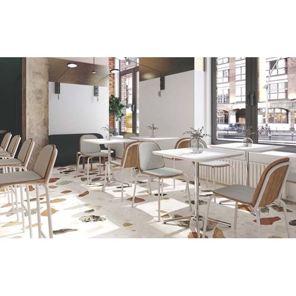 Stackable Dining Chair Bentwood Ash Veneer Fabric Seating With Metal Legs