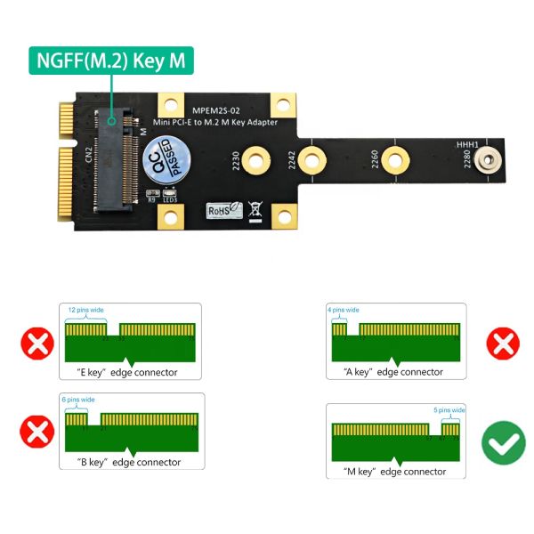 New Version M.2 NGFF NVME SSD to Mini PCI-E Adapter with High-speed Data Transmission, 100% Tested Working, and 6 Months Warranty