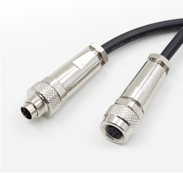 M9 Conector de metal macho Conector à prova d'água feminino Conector de metal blindado Recto ângulo