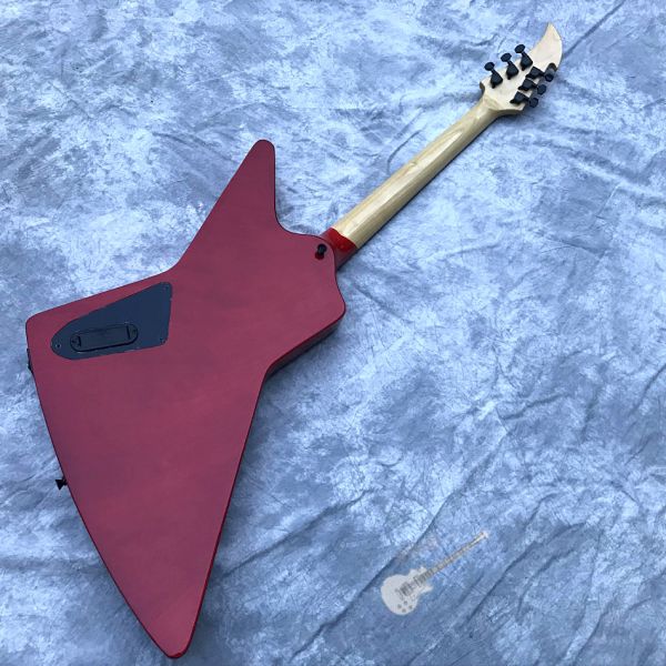 Custom Electric Guitar Rosewood Top Covered Black Hardware in Burgundy Customized Logo Shape