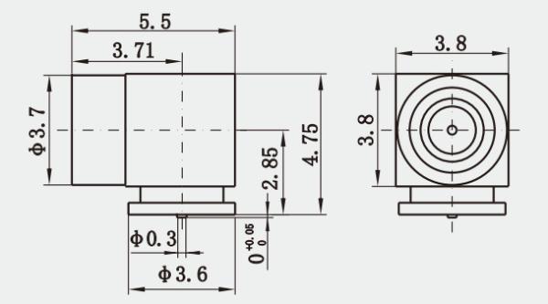 Brass PCB Mount Full Detent RF Connector SSMP Male Right Angle