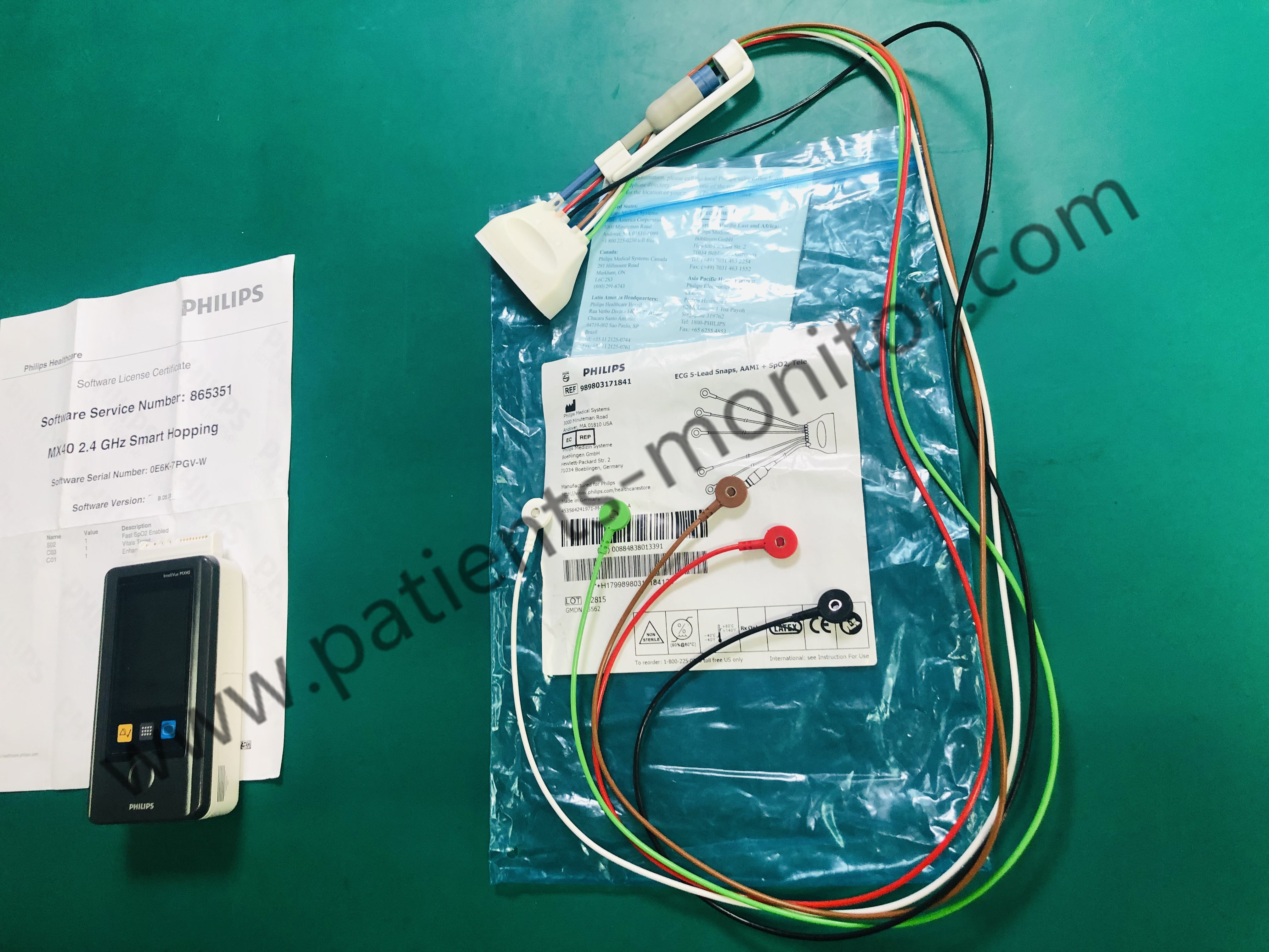 Монитор ECG 5-Lead Philip IntelliVue MX40 кабеля ECG терпеливый щелкает AAMI+Spo2 989803171841