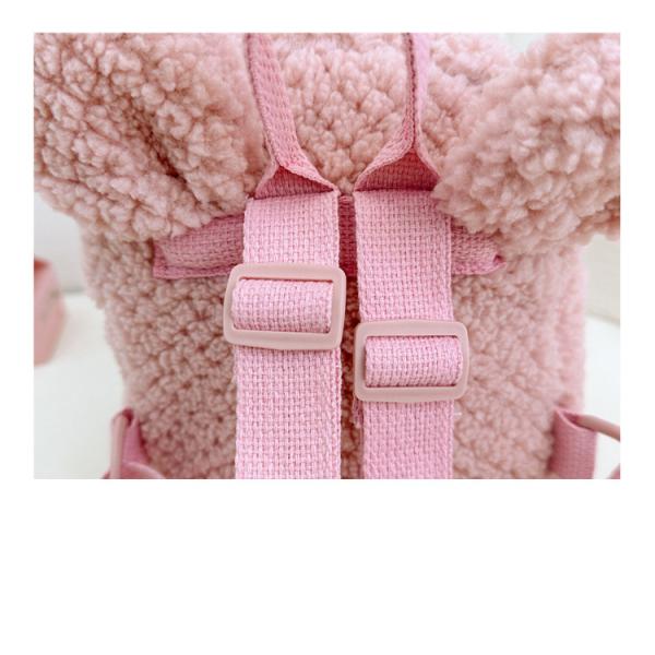 Furry Minnie Plush Children School Bag for Kids Bunny Backpack Pink Cartoon Mini Zipper Velvet Backpack