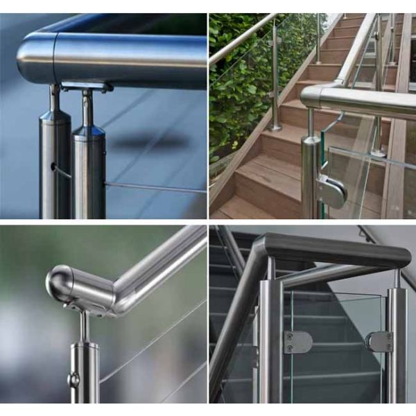 Stainless Steel 304 Cable Railing Fittings Balcony Balustrade Accessories with Top Bracket for Staircase Handrail Support