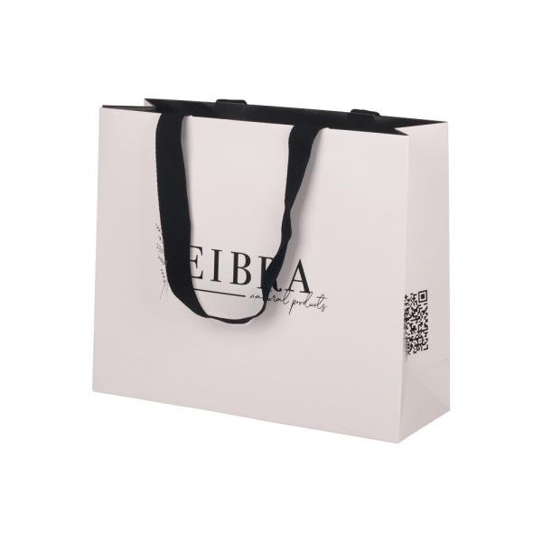 Sacos de papel branco para presentes ecológicos Embalagens de roupas com alça de algodão plana