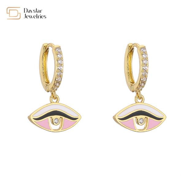 Zircon stone Evil Eye Earrings Colorful Enamel Diamond For Women
