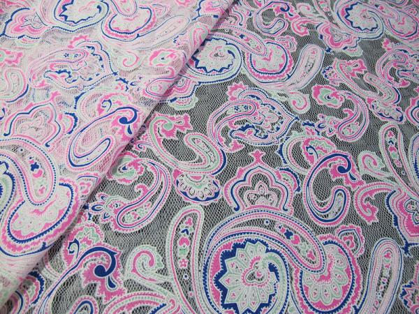 Colored Printed Polyester Lace Fabric Cotton Mesh Burnout Lace of Eco-dyeing Technics(CY-DK0042)