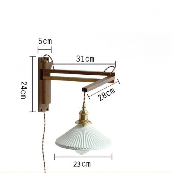 Retro Folding Wall Lamp Retractable Walnut Solid Wood Wall Lamp (WH-VR-159)