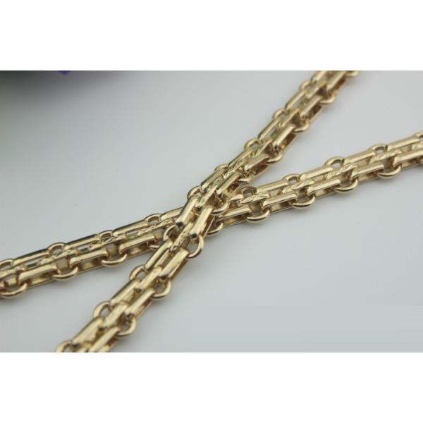 Fashionable classical high quality light gold 12 mm width three rows metal chain for handbags