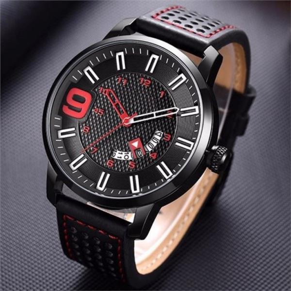 48mm Dial Male Quartz Watch Luminou Rotating Calendar Leather Business ROHS
