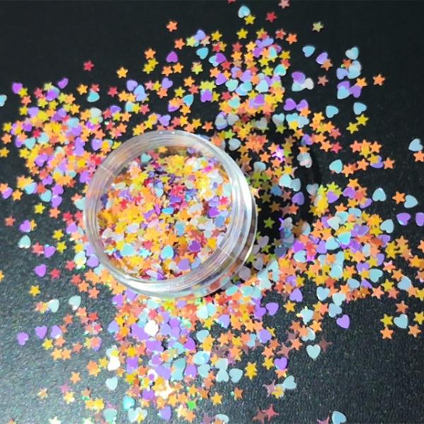 Make Your Craft Stand Out with Hart Shape Mixed Star Shape Glitter Sequins Glitter Powder Cosmetic Chunky Body Glitter