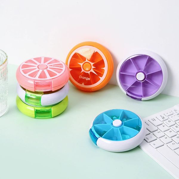 JH Medibox Promotional Medical Plastic Pill Box Organizer Round Waterproof Rotation Feature for Efficient Pill Storage