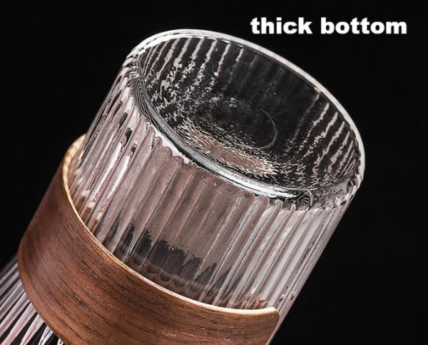 Carafe de vidro com tampa de madeira para bebida de água Anel de silicone de uso diário