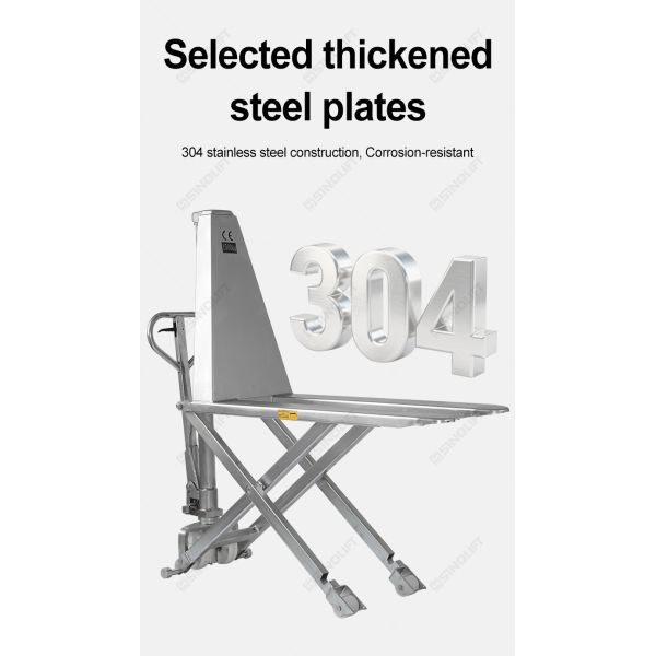 Sinolift Stainless Steel High Lift Hydraulic Pallet Truck HLT15S-II for Corrosion-Resistant Material Handling