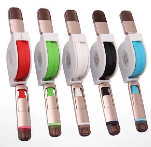Micro usb  to micro usb Electric Wire Cable 2 in 1 flat Quick Charge