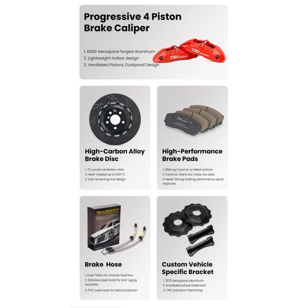 TEI P40NS BBK Kit 4 Piston Caliper Big Brake Kit  For Honda Civic Front Wheel