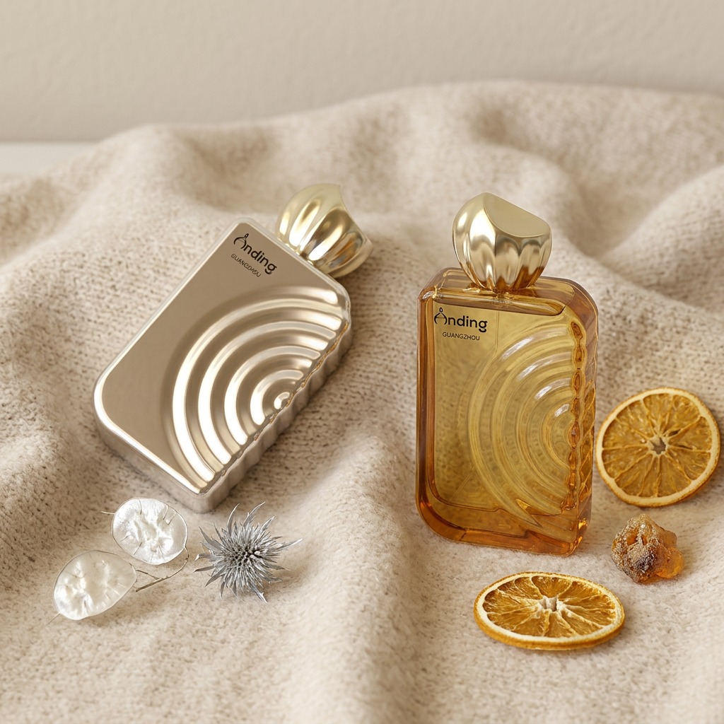 100ml Glass Perfume Bottles Unique Disc Cap Spray Rectangle Empty Wavy Crimp Neck