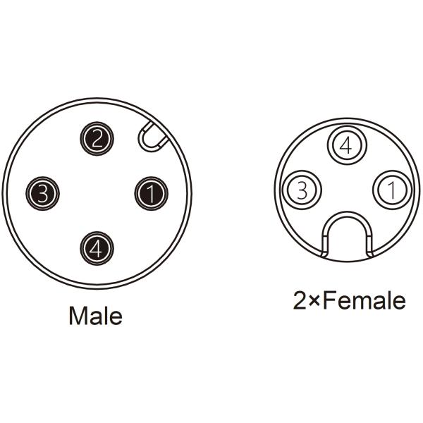 Y Дистрибьютор M12 Коннектор 4 пин Мужчина к M8 3 пин Женщина A кодировка