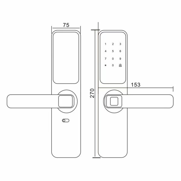 Tuya App Smart Fingerprint & Key Home Security Door Lock Polished Digital Intelligent Electric Smart Lock for Your Home System