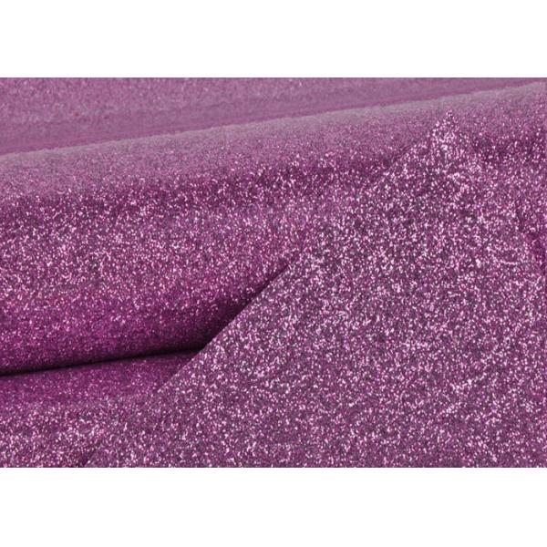 Purple Wedding Card Chunky Glitter Fabric , Shining Surface Fine Glitter Fabric