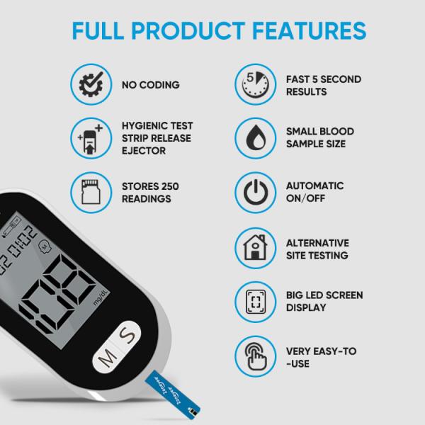 Easy Use Digital Blood Glucose Meter Home Self-Test Smart Blood Glucose Fast Testing Monitor Portable Glucometro