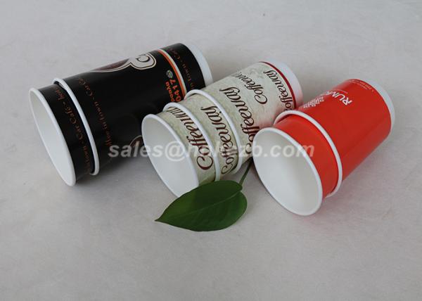 Lightweight Double Wall Coffee Cups , Takeaway Paper Disposable Cups With Logo