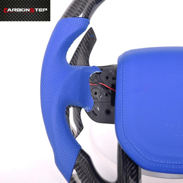 Blue Universial Fitment Land Rover Steering Wheel Carbon Fiber Standardized Size