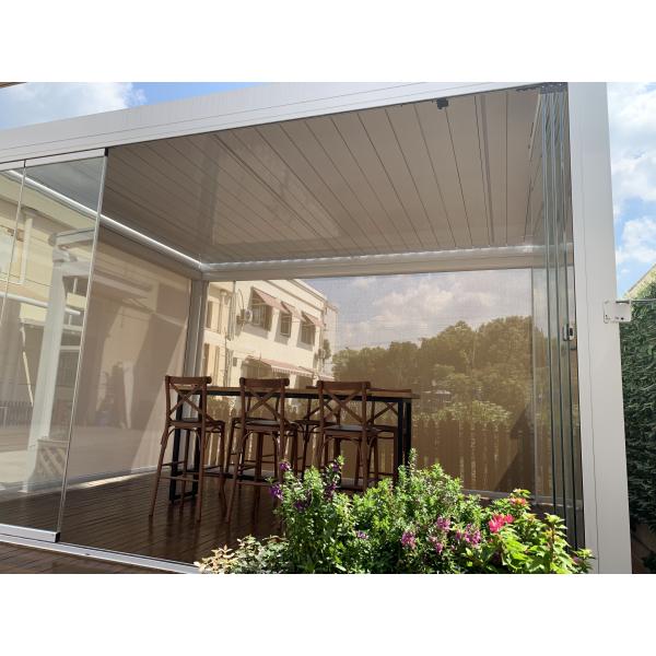Motorized Garden Waterproof Roller Shades Zip Screen Protection For Swimming Pool