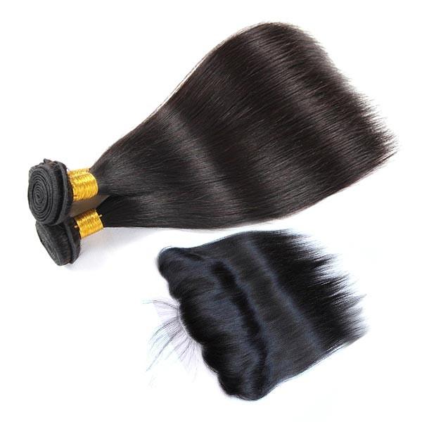 Double - Drawn Strong Weft Indian Human Hair Bundles 13 * 4 Lace Frontal