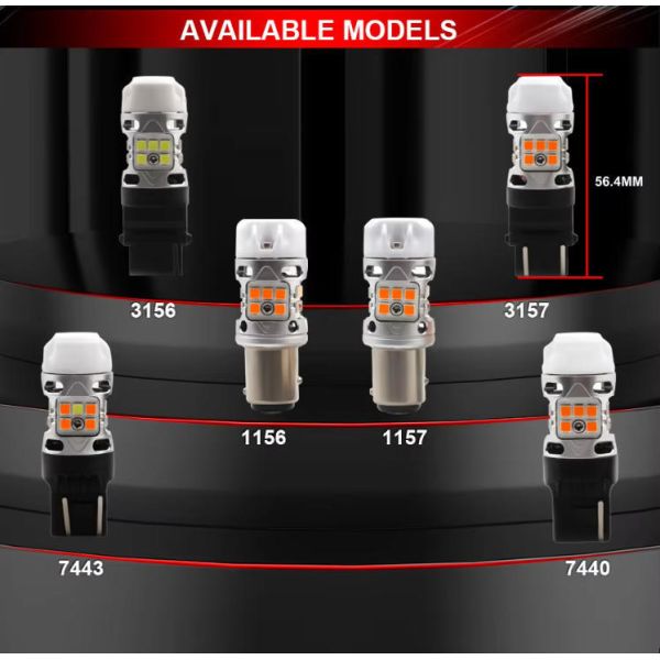 Newest Innovative T3 Dual Color Switchback CANBUS LED Bulb 1157 BAY15D With 1200LM Anti Hyper Flash Amber Turn Signal Light and White DRL