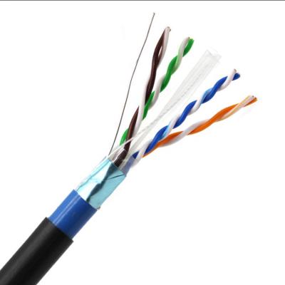 Cabo ethernet Cat6 de cobre puro exterior da bainha do dobro do ftp