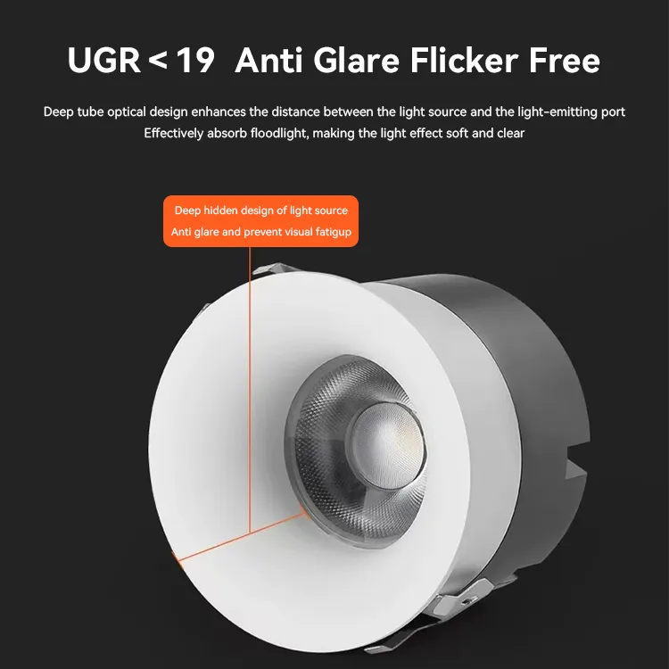 Deep Anti Glare Recessed Light, Multi-Proof Dimming LED Spot Down Light Support Triac 0-10V Dali-2 Dali Dt6 Dt8