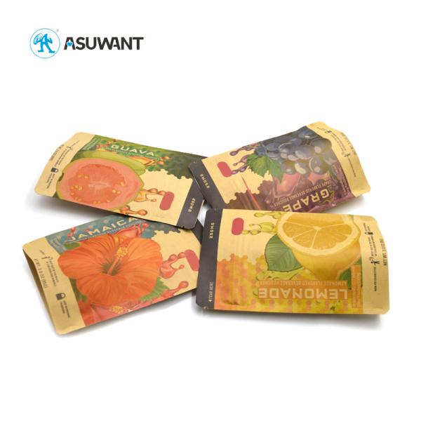 Kraft Brown White Stand Up Zipper Bags Eco Friendly Compostable CMYK Color