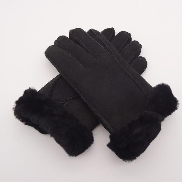 Wholesale customized original winter Australia sheepskin shearling gloves with real fur cuff