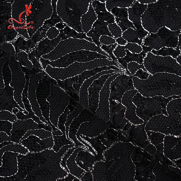 High quality black nylon lace fabric for long dress