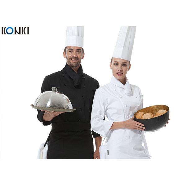 Men Polyester Fabric Kitchen Staff Uniform Chef Working With Hat